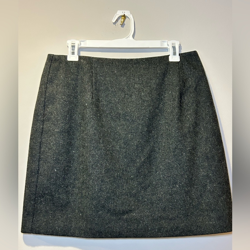 Ilyse Hart Ltd 100% Pure Wool Lined Mini Pencil Skirt Gray‎ Women's Size 14 Zip